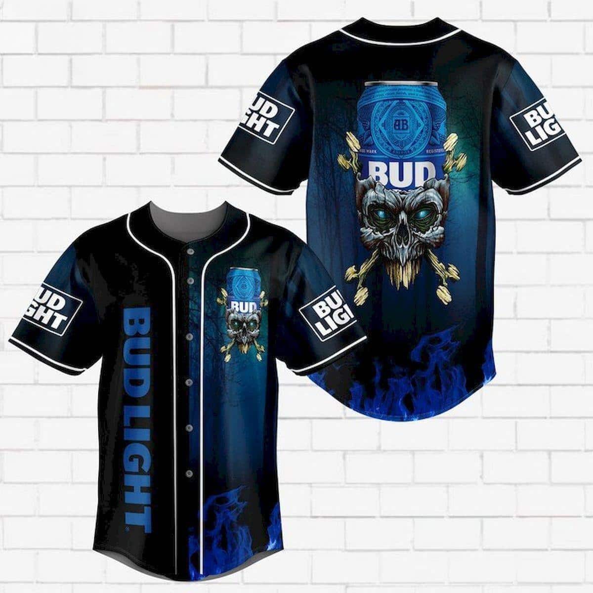Cool Skull Bud Light Baseball Jersey Cool Skull Bud Light Baseball Jersey