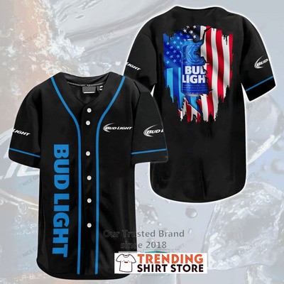 America Flag Bud Light Baseball Jersey America Flag Bud Light Baseball Jersey