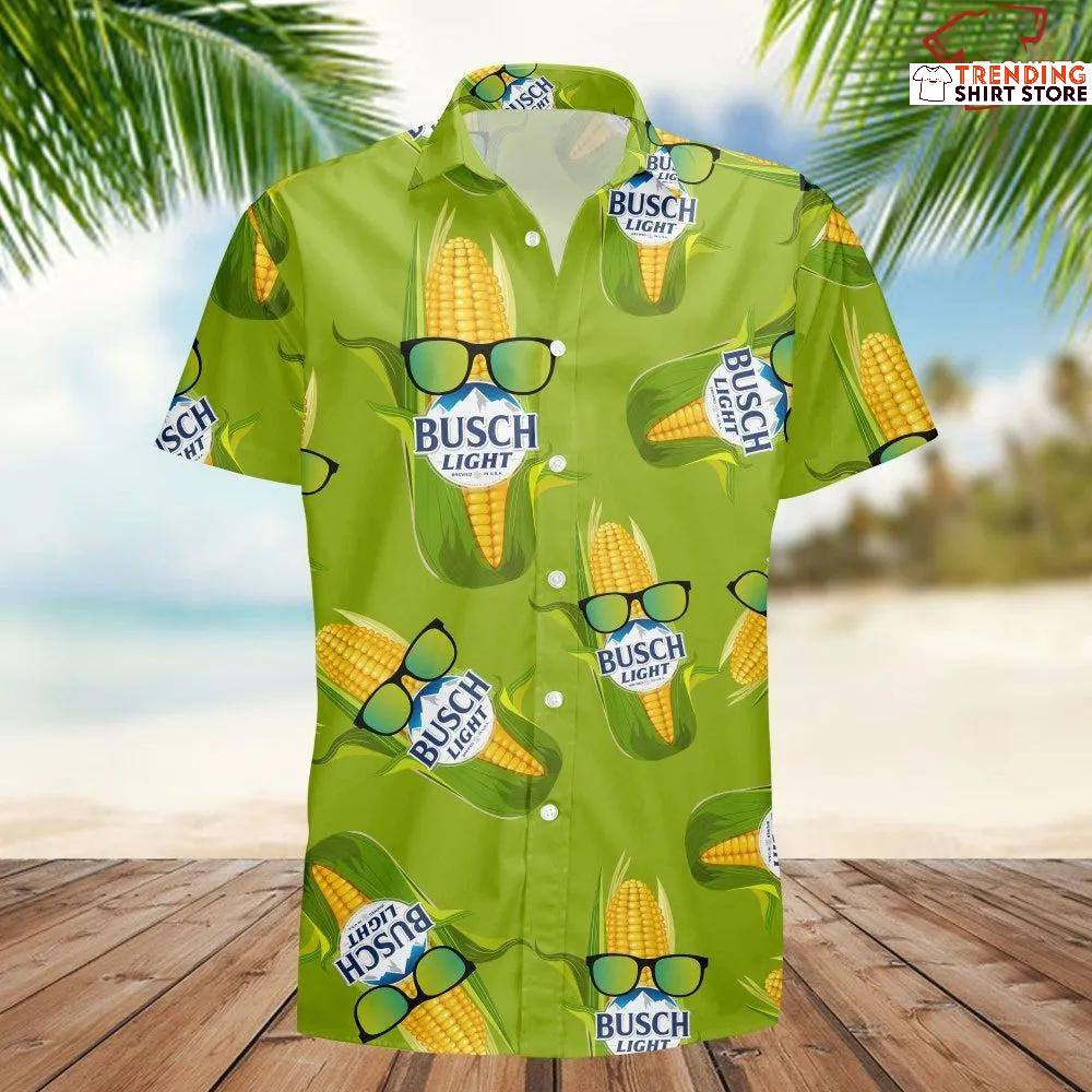 Funny Busch Light Hawaiian Shirt Corn Wearing Sunglasses