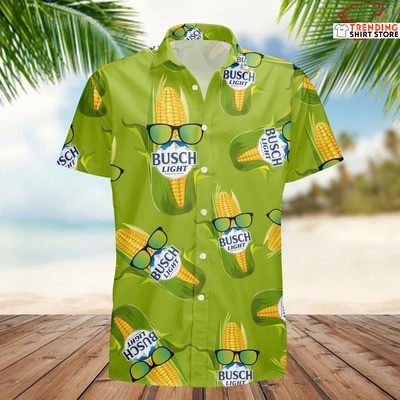 Funny Busch Light Hawaiian Shirt Corn Wearing Sunglasses Funny Busch Light Hawaiian Shirt Corn Wearing Sunglasses