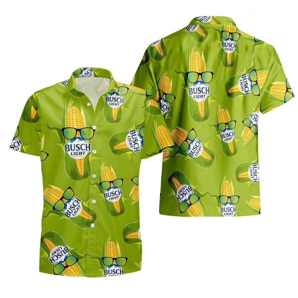 Funny Busch Light Hawaiian Shirt Corn Wearing Sunglasses Funny Busch Light Hawaiian Shirt Corn Wearing Sunglasses