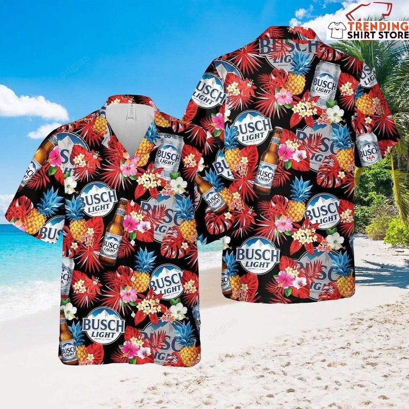 Busch Light Hawaiian Shirt Tropical Floral Summer Busch Light Hawaiian Shirt Tropical Floral Summer