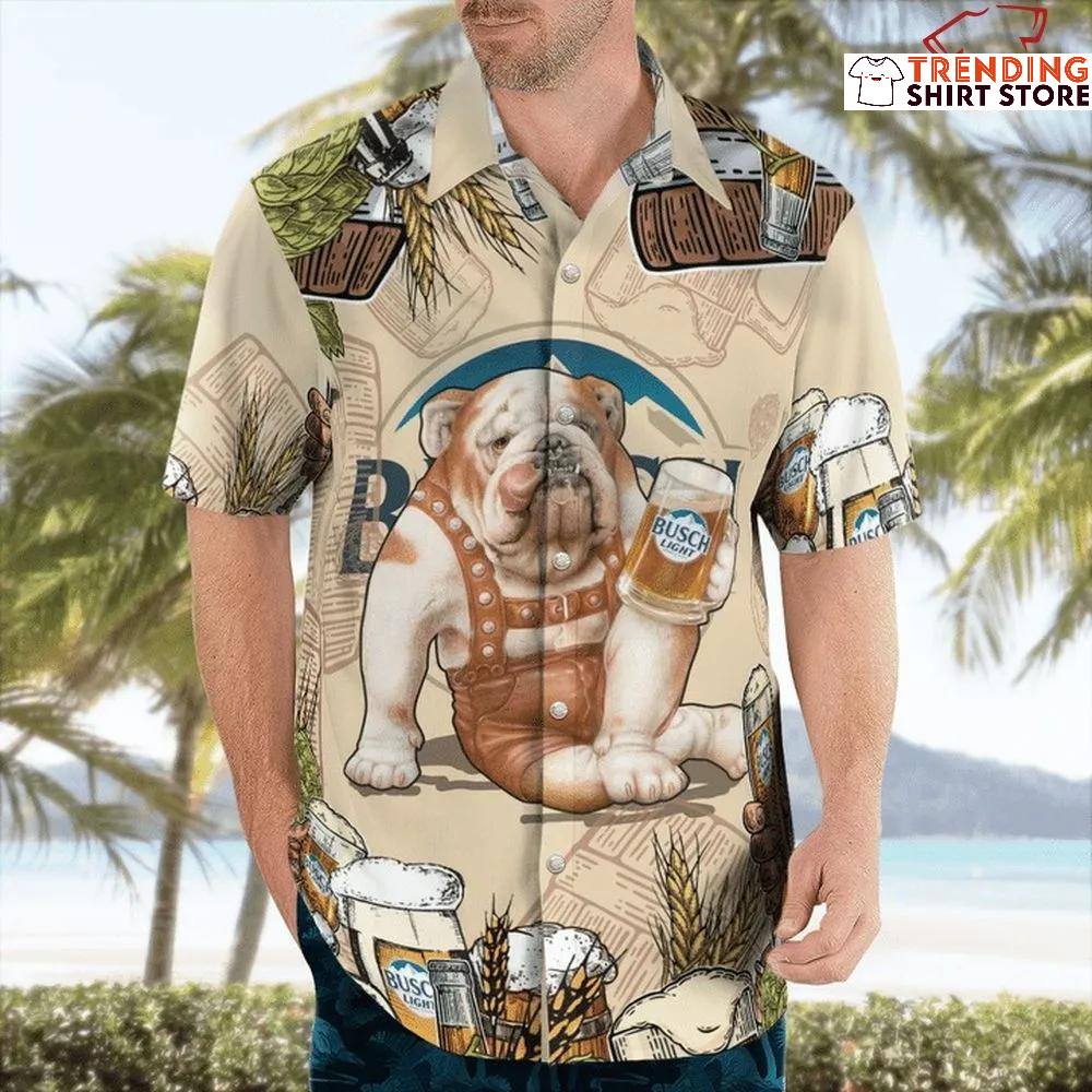 Bulldog Busch Light Beer Hawaiian Shirt