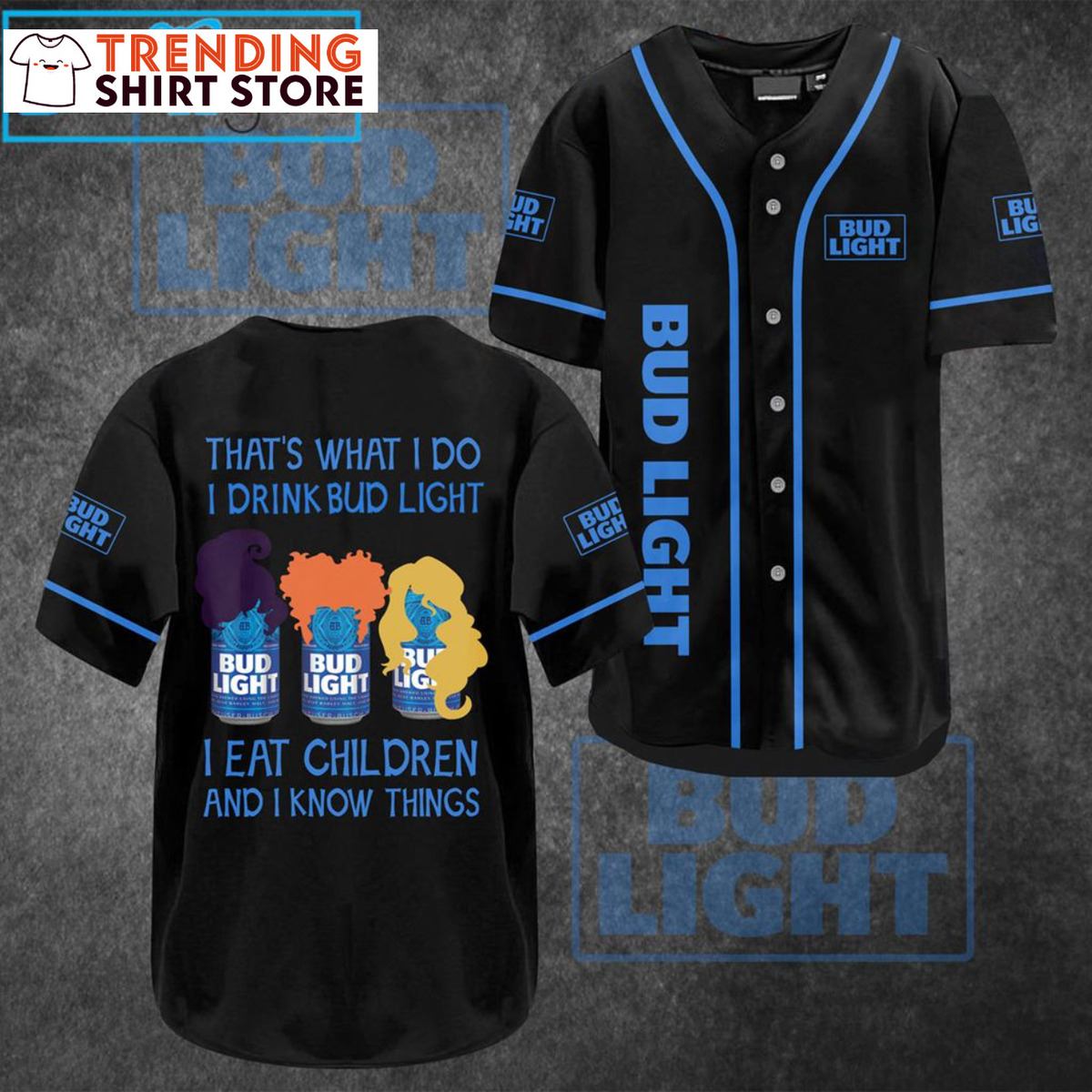 Funny Hocus Pocus Bud Light Baseball Jersey I Eat Children And I Know Things Funny Hocus Pocus Bud Light Baseball Jersey I Eat Children And I Know Things