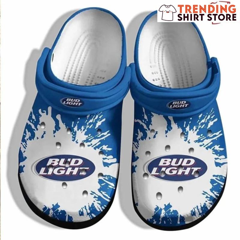 Bud Light Crocs Clogs Surprise Blue White Gift For Beer Lovers Bud Light Crocs Clogs Surprise Blue White Gift For Beer Lovers