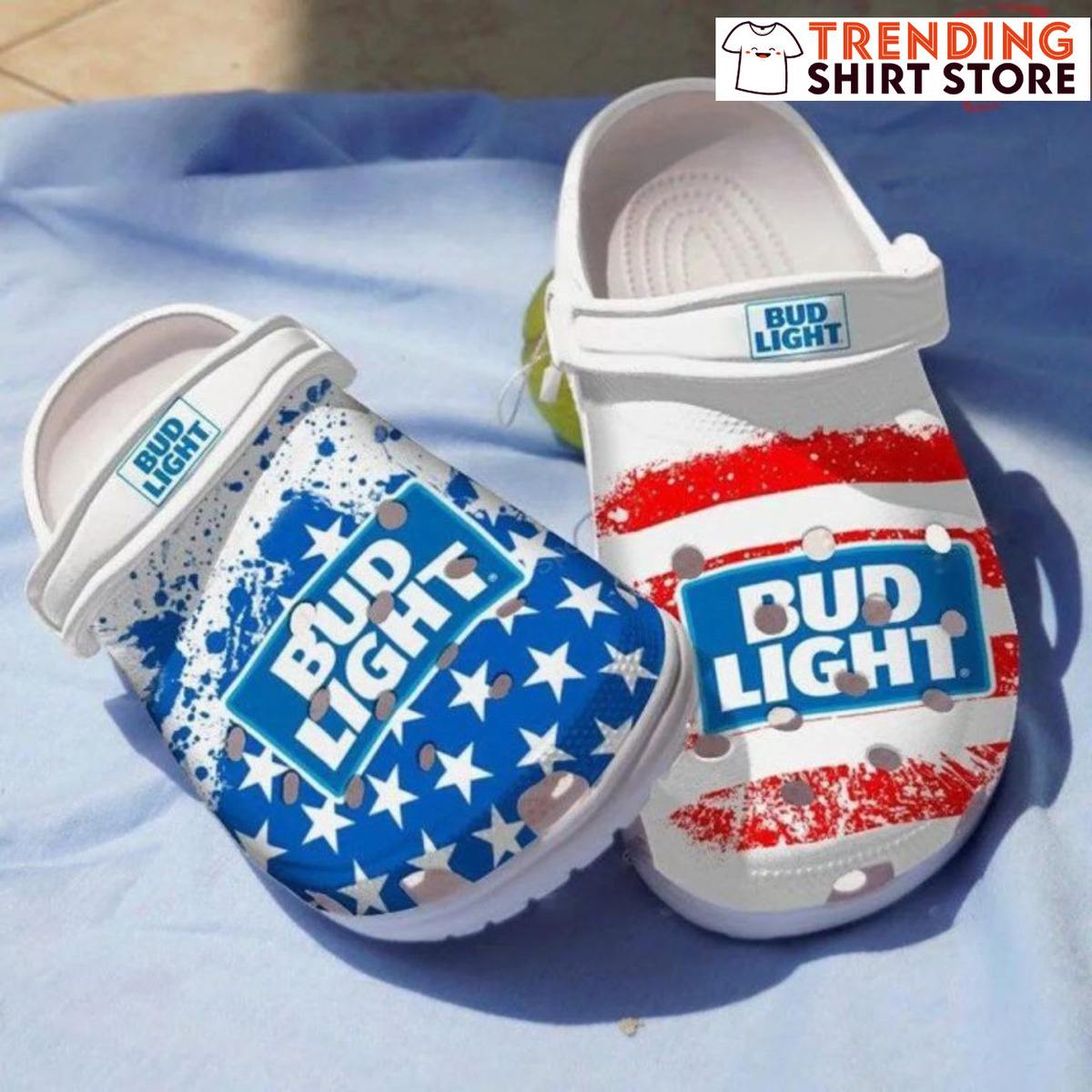 Bud Light Crocs Clogs With Bright US Flag