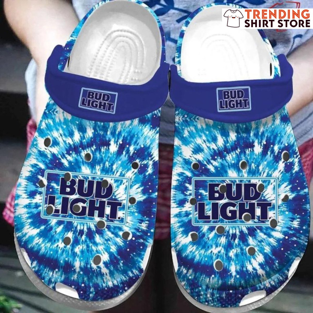 Awesome Tie Dye Bud Light Crocs Clogs Awesome Tie Dye Bud Light Crocs Clogs