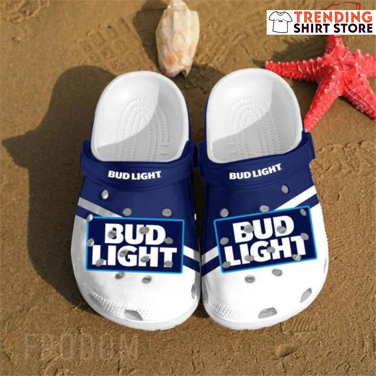 Bud Light Crocs Clogs Dark Blue White