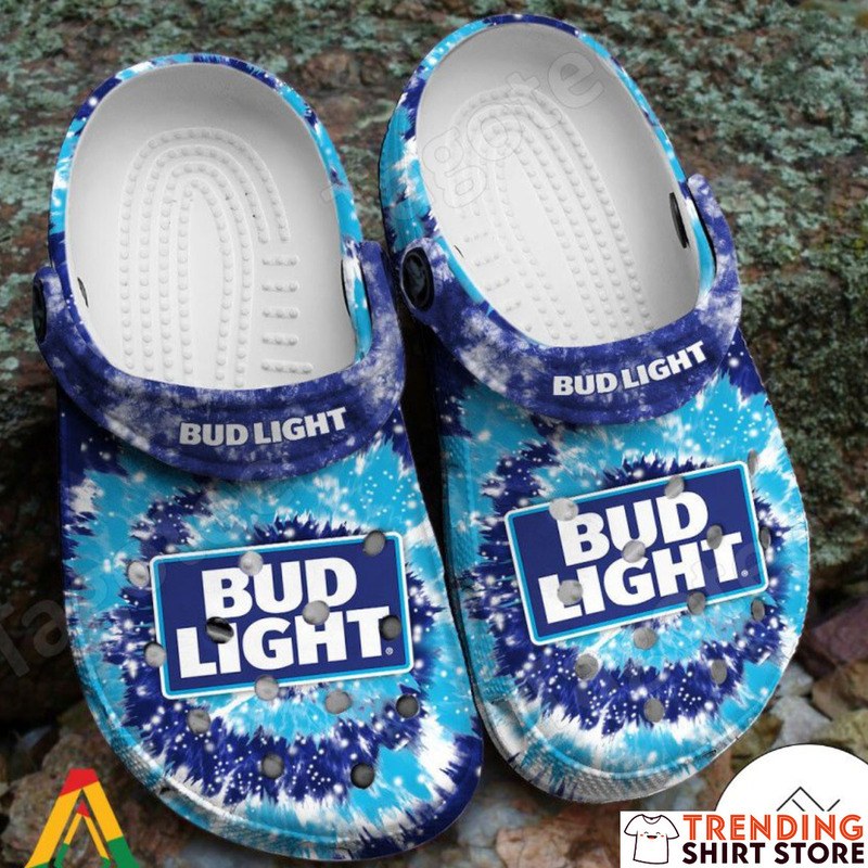 Sparkling Tie Dye Bud Light Crocs Clogs Sparkling Tie Dye Bud Light Crocs Clogs