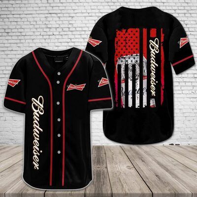 Budweiser Baseball Jersey Special US Flag For Beer Lovers Budweiser Baseball Jersey Special US Flag For Beer Lovers