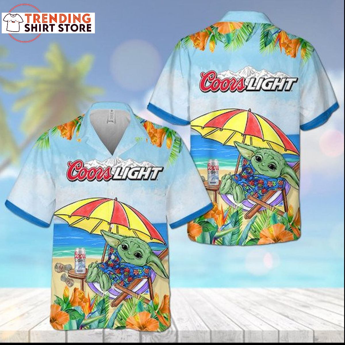 Coors Light Hawaiian Shirt Cute Baby Yoda Star Wars