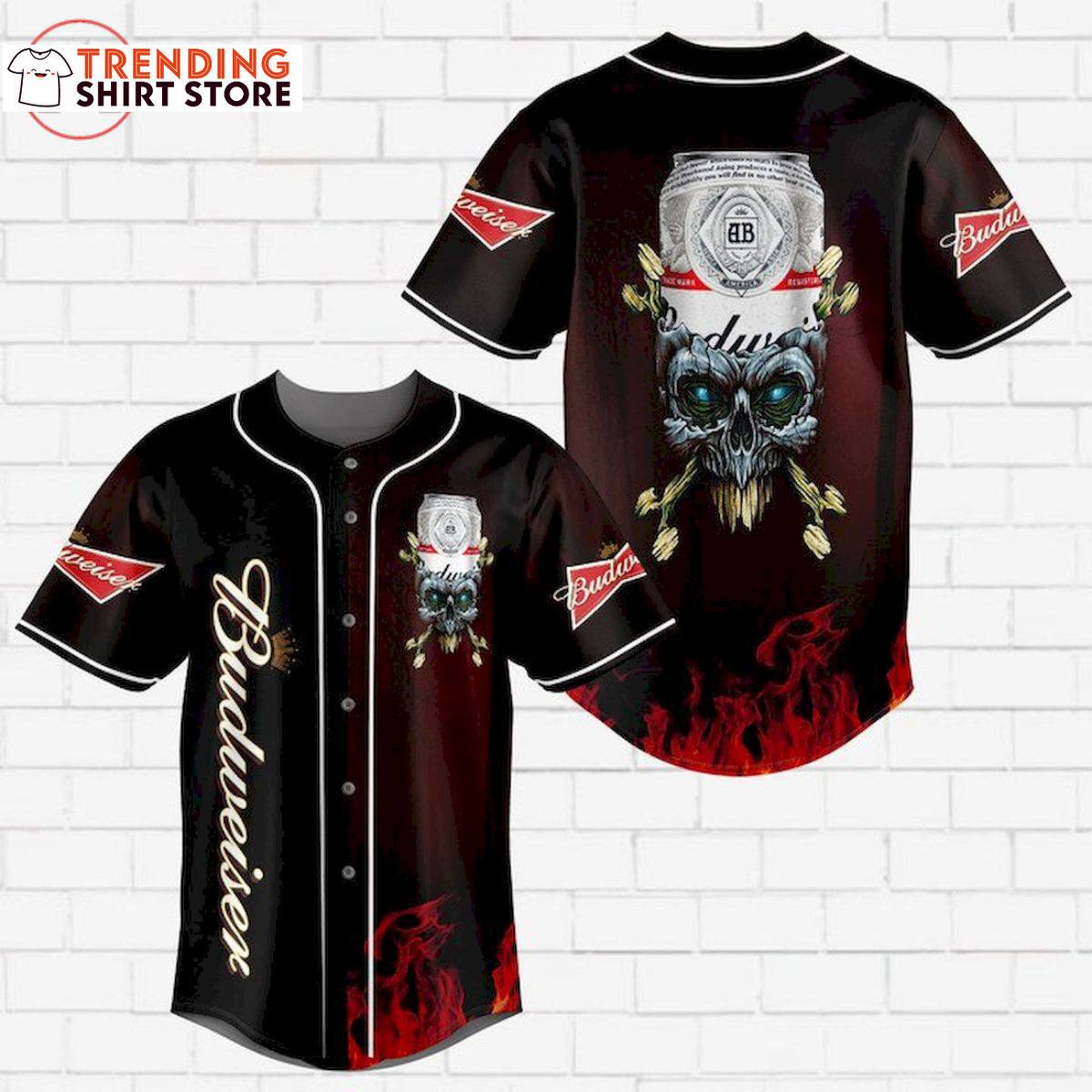 Budweiser Baseball Jersey Cool Budweiser Skull Budweiser Baseball Jersey Cool Budweiser Skull