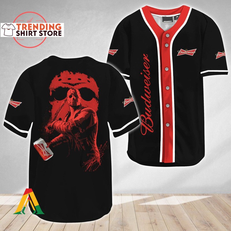 Friday The 13th Jason Voorhees Budweiser Beer Baseball Jersey