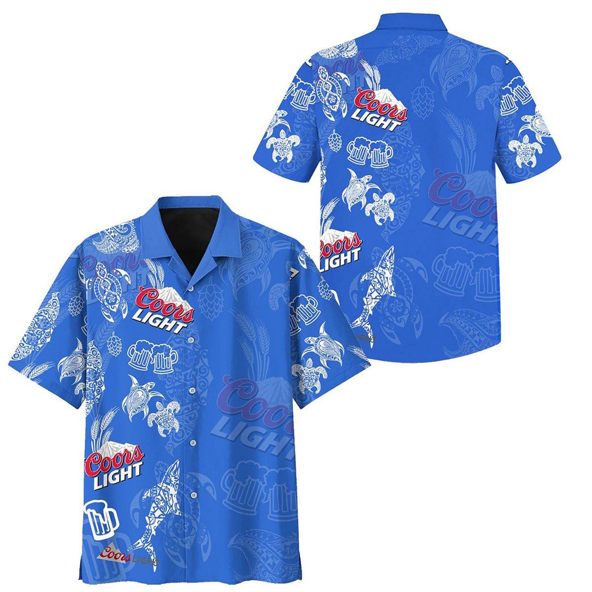 Coors Light Beer Hawaiian Shirt Ocean Animals Gift For Sea Lovers