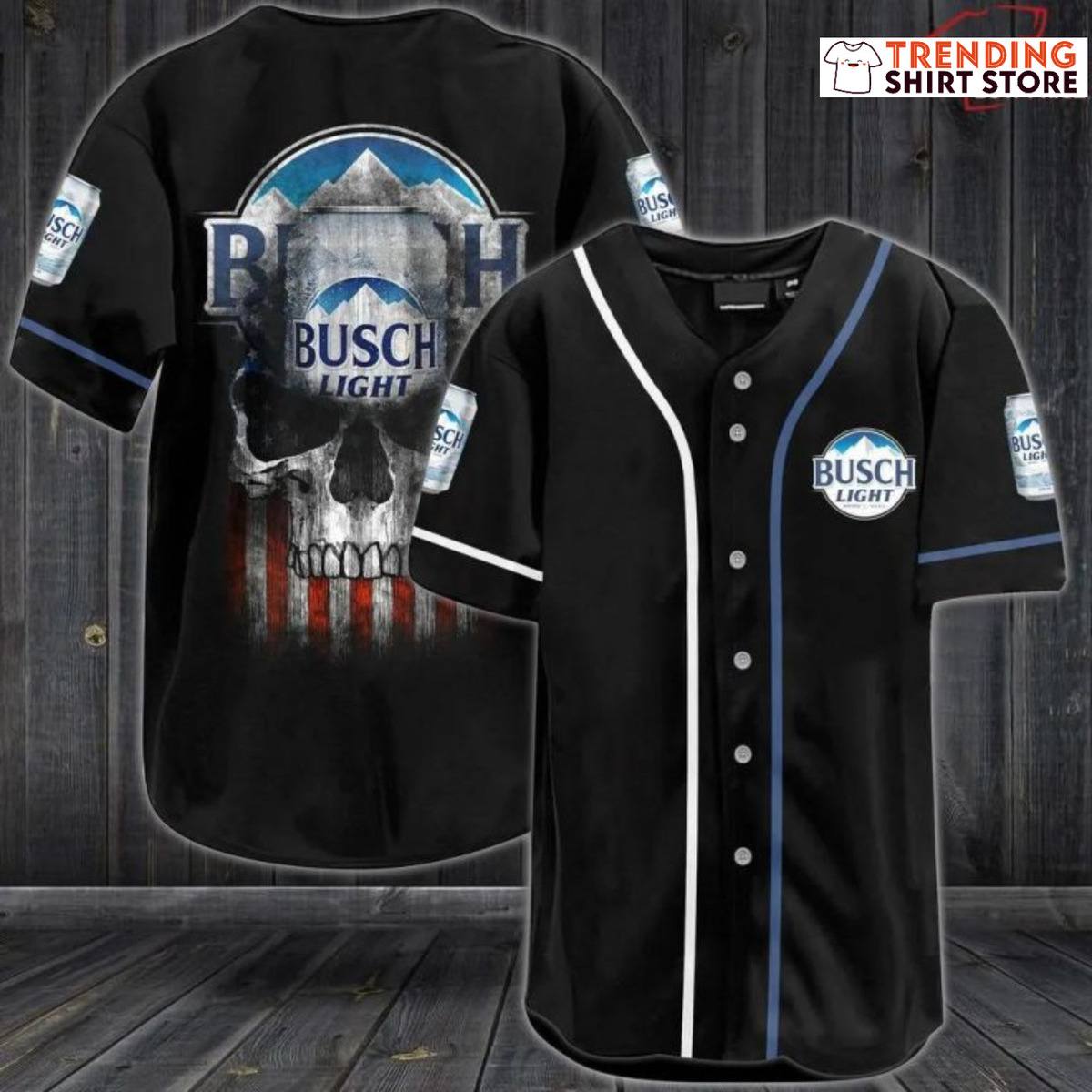 Busch Light Baseball Jersey US Flag Skull