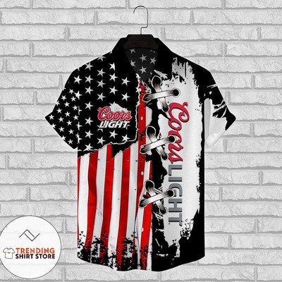 Coors Light Hawaiian Shirt US Flag Gift For Beer Drinkers Coors Light Hawaiian Shirt US Flag Gift For Beer Drinkers