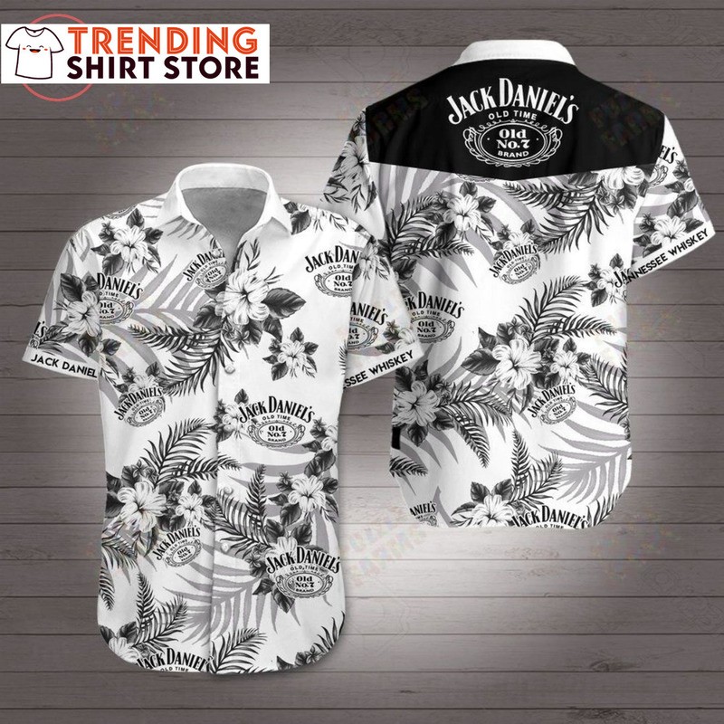 Jack Daniels Hawaiian Shirt Black Flora