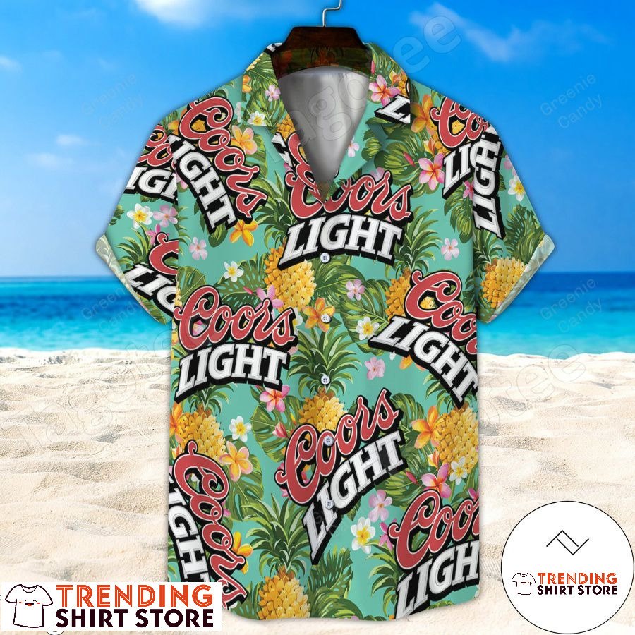 Coors Light Hawaiian Shirt Flora Pineapples