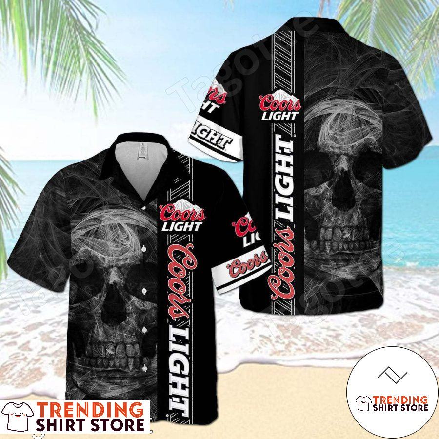 Coors Light Hawaiian Shirt Smoky Black Skull Coors Light Hawaiian Shirt Smoky Black Skull