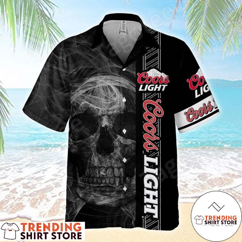 Coors Light Hawaiian Shirt Smoky Black Skull Coors Light Hawaiian Shirt Smoky Black Skull