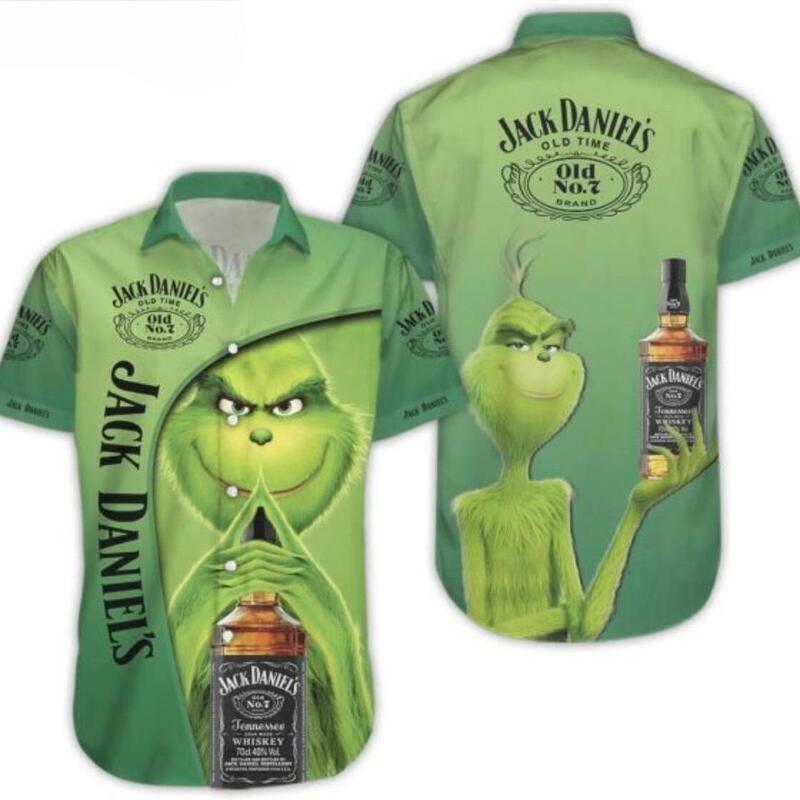 Winne Grinch Loves Jack Daniels Hawaiian Shirt Winne Grinch Loves Jack Daniels Hawaiian Shirt