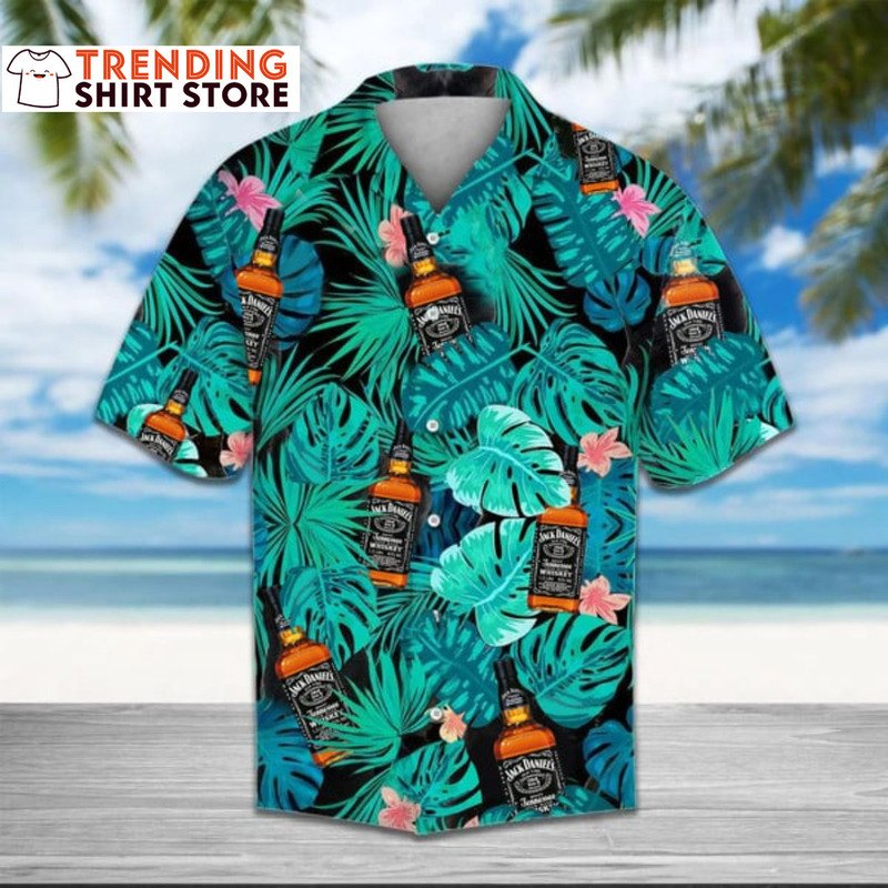 Jack Daniels Hawaiian Shirt Whiskey Tropical Leaves Jack Daniels Hawaiian Shirt Whiskey Tropical Leaves