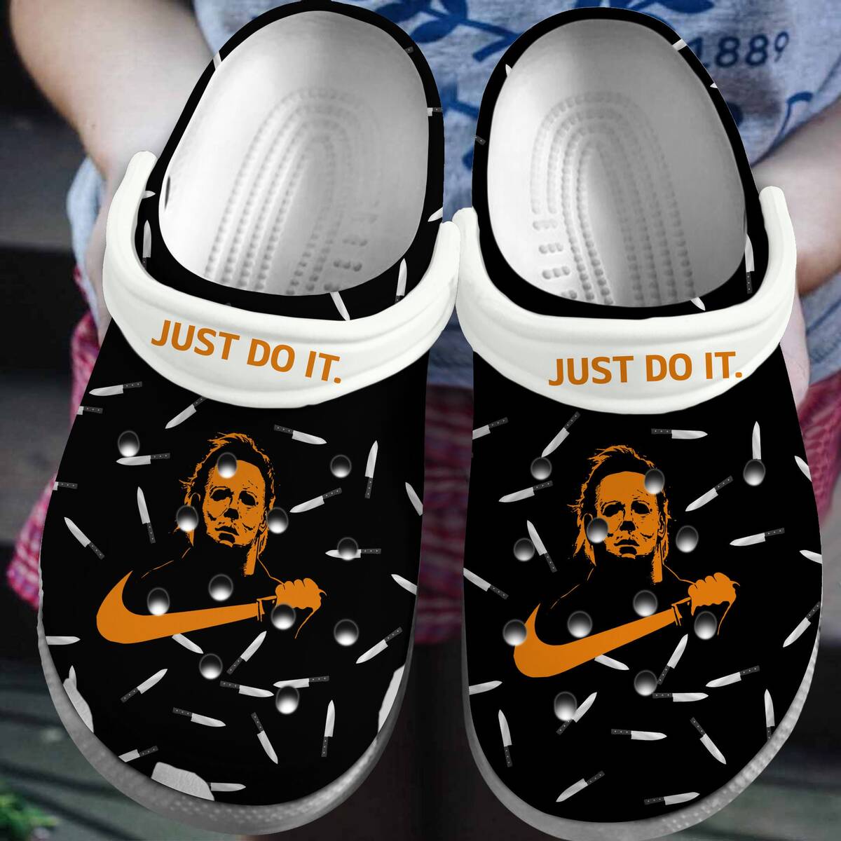 Just Do It Michael Myers Nike Crocs Clogs Best Halloween Gift Just Do It Michael Myers Nike Crocs Clogs Best Halloween Gift
