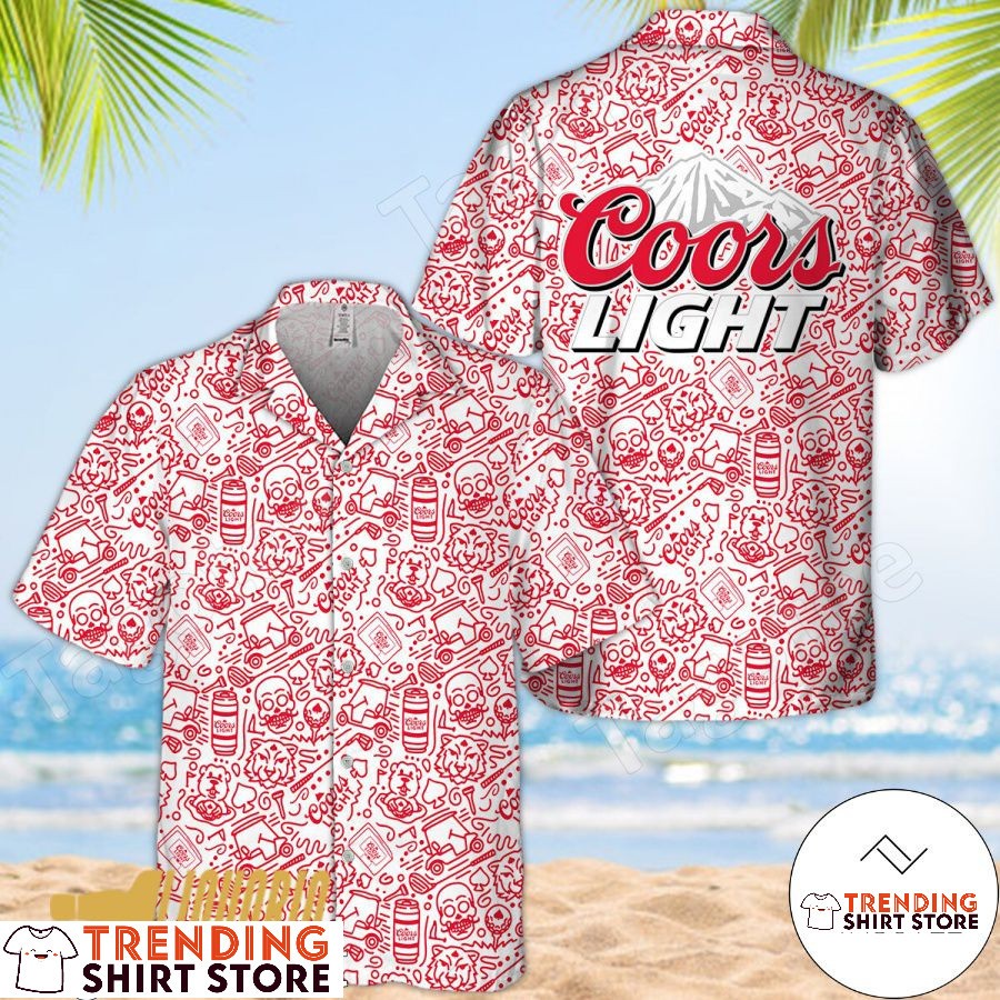 Coors Light Hawaiian Shirt Red Doodle For Art Lovers