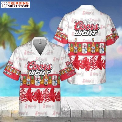 Coors Light Hawaiian Shirt Tropical Flora Pineapples Coors Light Hawaiian Shirt Tropical Flora Pineapples