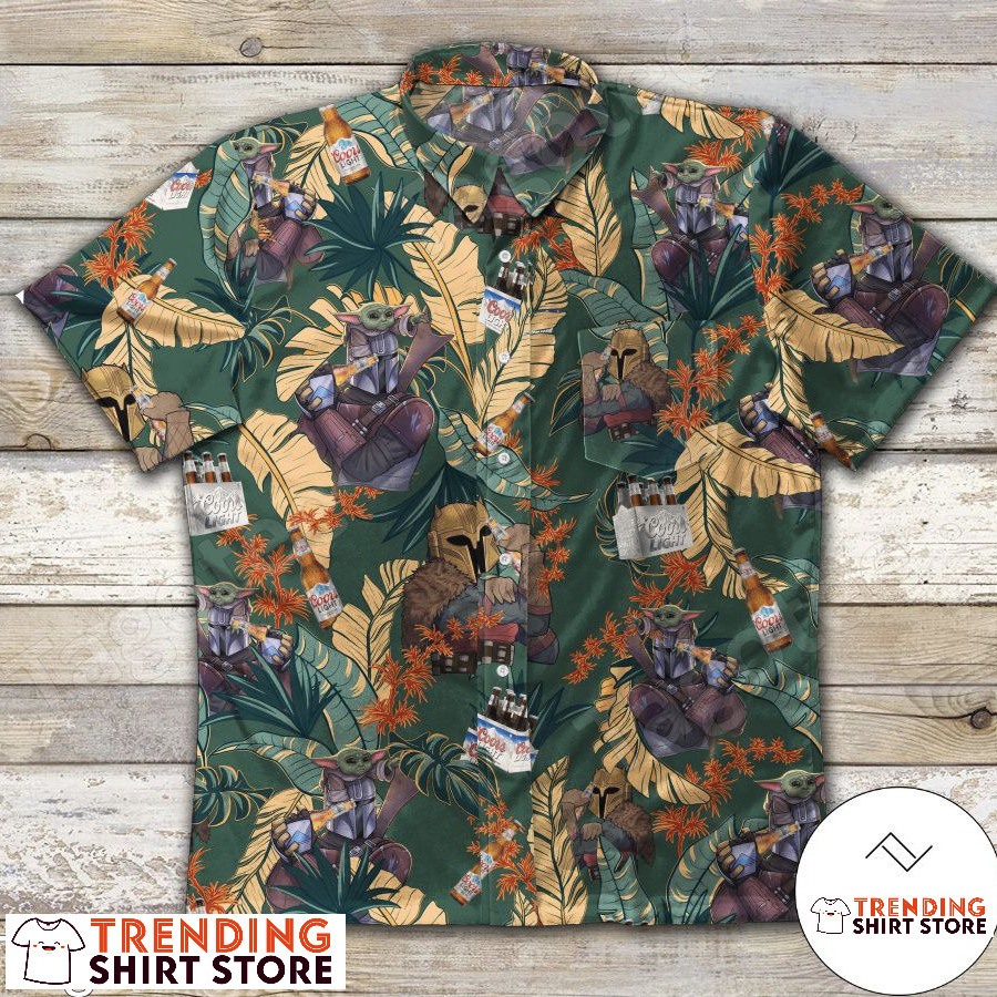 Coors Light Hawaiian Shirt Floral Mandalorian And Yoda Star Wars Coors Light Hawaiian Shirt Floral Mandalorian And Yoda Star Wars