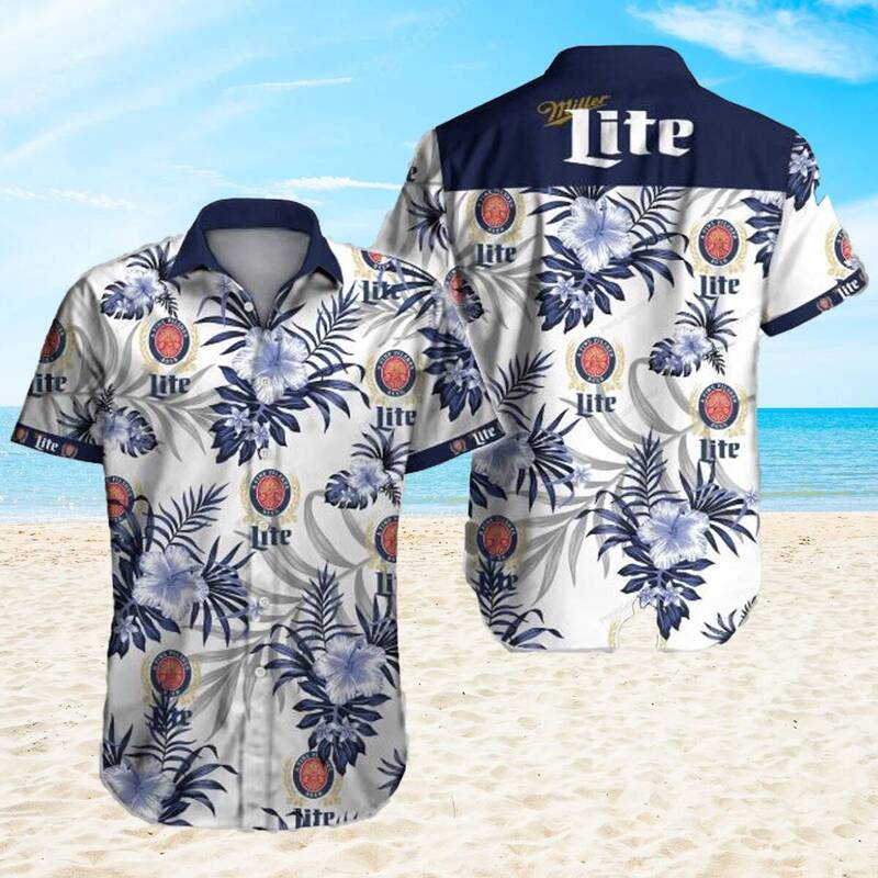 Miller Lite Hawaiian Shirt Floral Gift For Beer Drinkers Miller Lite Hawaiian Shirt Floral Gift For Beer Drinkers