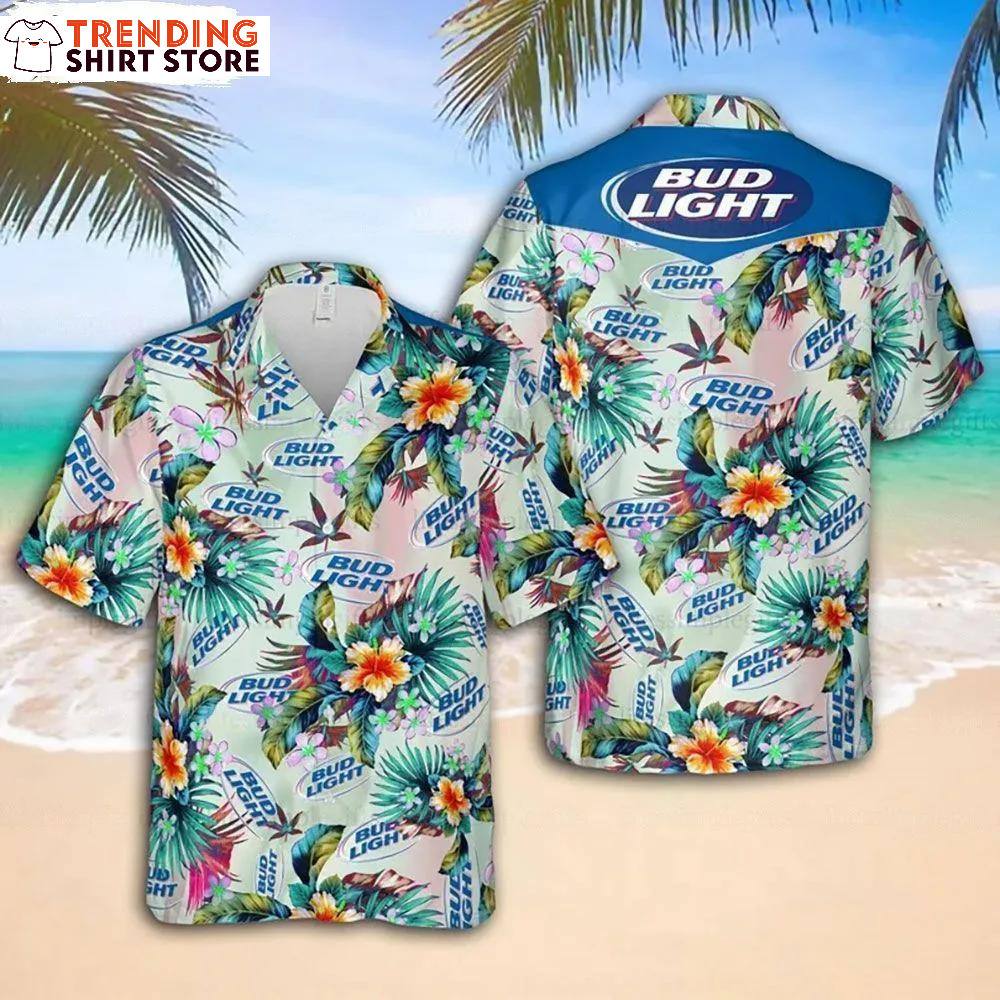 Bud Light Hawaiian Shirt Colorful Floral Gift For Beer Lovers Bud Light Hawaiian Shirt Colorful Floral Gift For Beer Lovers