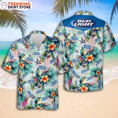 Bud Light Hawaiian Shirt Colorful Floral Gift For Beer Lovers Bud Light Hawaiian Shirt Colorful Floral Gift For Beer Lovers