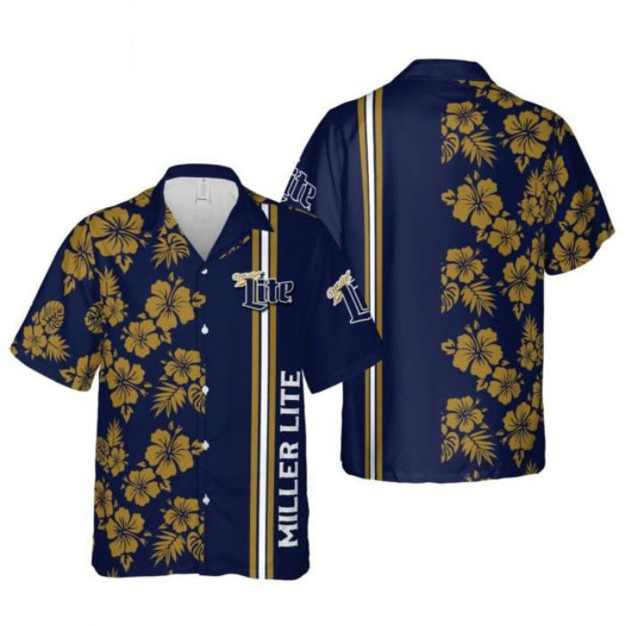 Miller Lite Hawaiian Shirt Classic Flowers For Hawaii Lovers