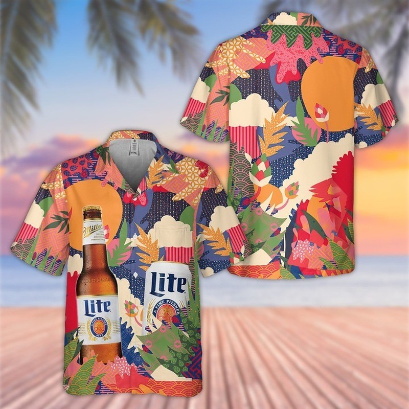 Miller Lite Hawaiian Shirt Colorful Aloha Summer Holiday Gift Miller Lite Hawaiian Shirt Colorful Aloha Summer Holiday Gift