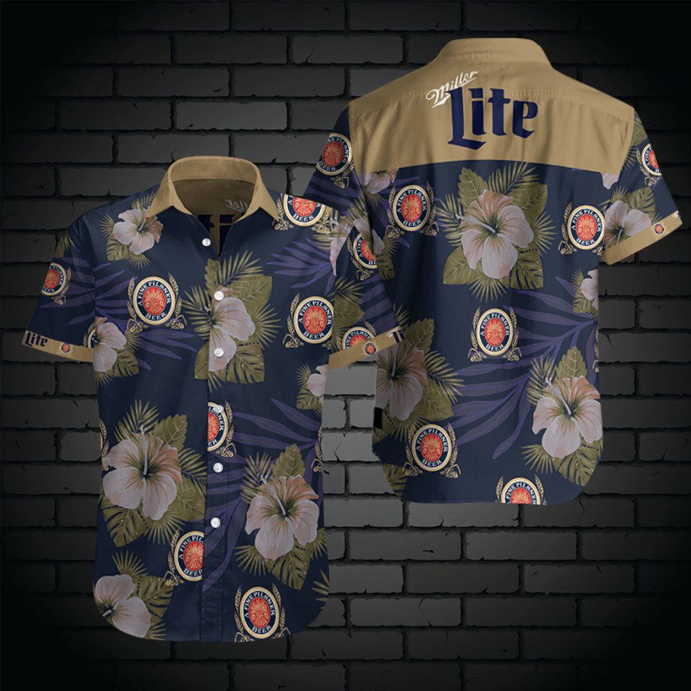 Vintage Miller Lite Hawaiian Shirt A Fine Pilsner Beer Vintage Miller Lite Hawaiian Shirt A Fine Pilsner Beer