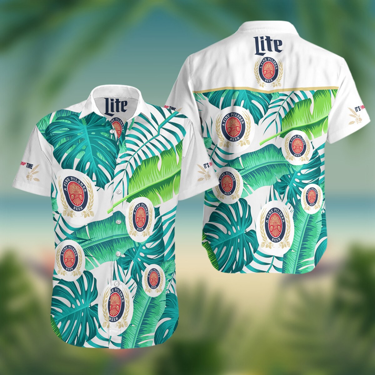 Miller Lite Hawaiian Shirt Summer Leaves Gift For Nature Lovers Miller Lite Hawaiian Shirt Summer Leaves Gift For Nature Lovers