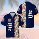 Blue Tropical Flowers Miller Lite Hawaiian Shirt Blue Tropical Flowers Miller Lite Hawaiian Shirt