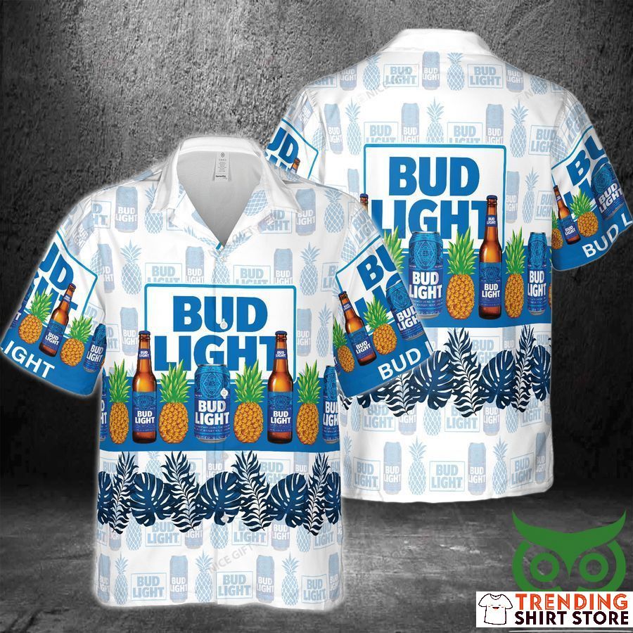 Bud Light Hawaiian Shirt Pineapple Blue Leaves For Beer Fans Bud Light Hawaiian Shirt Pineapple Blue Leaves For Beer Fans