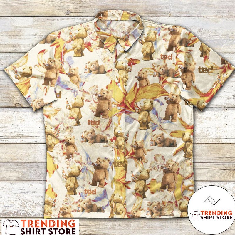 Funny Ted Bear Drinking Miller Lite Beer Hawaiian Shirt Funny Ted Bear Drinking Miller Lite Beer Hawaiian Shirt