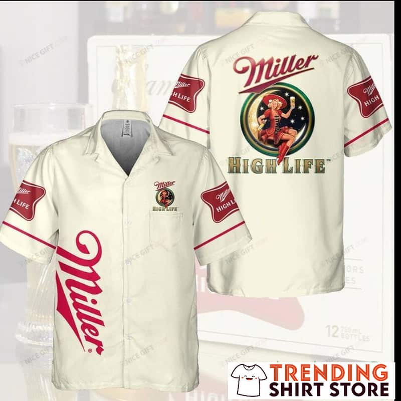 Miller High Life Hawaiian Shirt Drinking Girl In The Moon Miller High Life Hawaiian Shirt Drinking Girl In The Moon