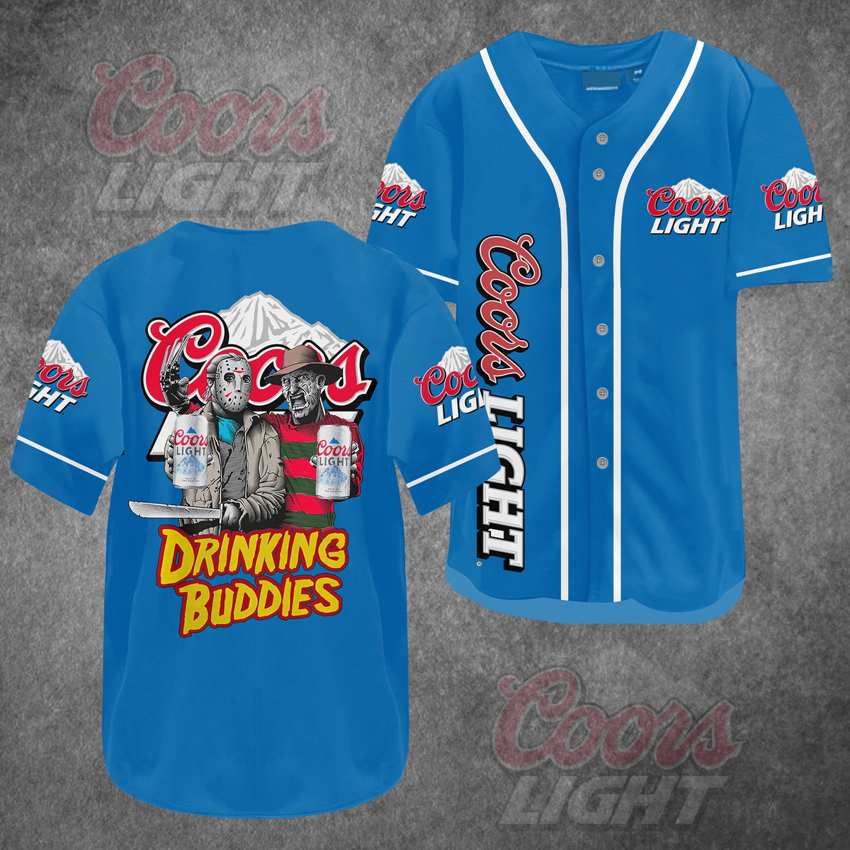 Coors Light Baseball Jersey Jason Voorhees And Freddy Krueger Drinking Buddies Coors Light Baseball Jersey Jason Voorhees And Freddy Krueger Drinking Buddies
