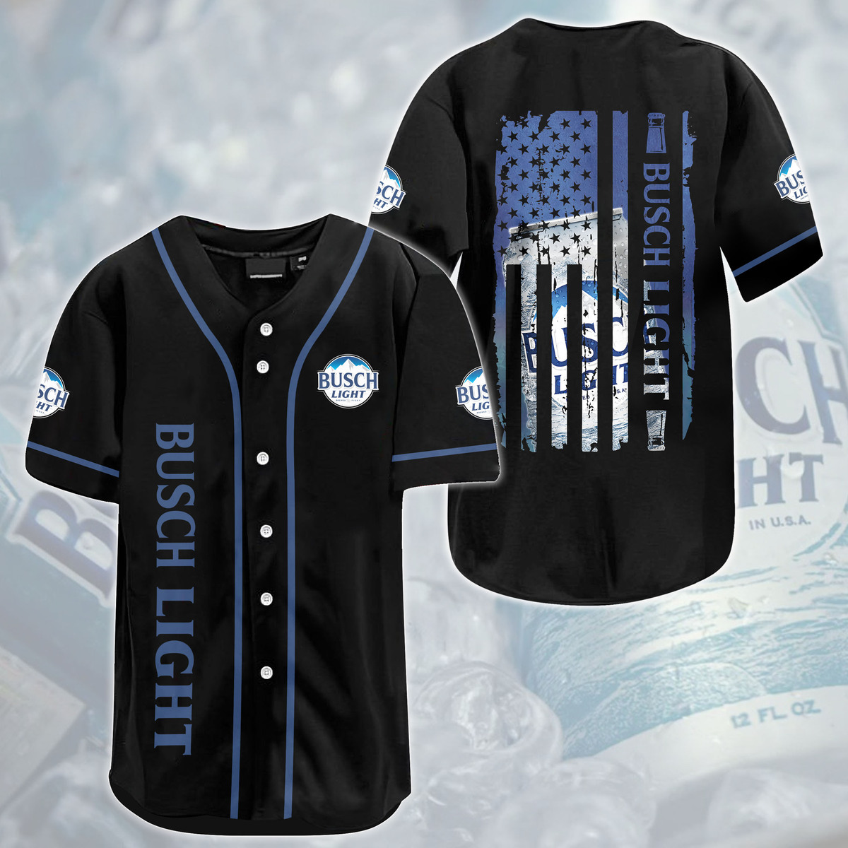 Black US Flag Busch Light Baseball Jersey For Baseball Lovers Black US Flag Busch Light Baseball Jersey For Baseball Lovers