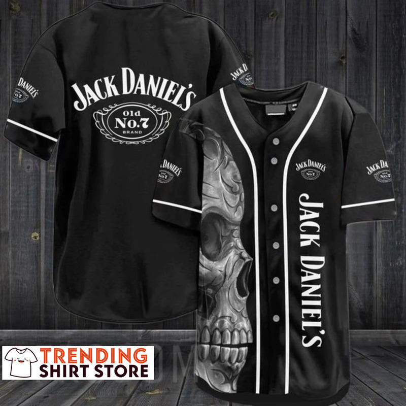 Jack Daniels Baseball Jersey Giant Creepy Skull Jack Daniels Baseball Jersey Giant Creepy Skull