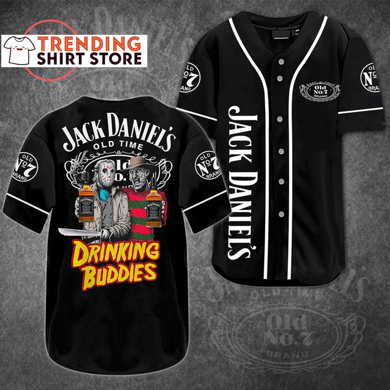 Jack Daniels Baseball Jersey Jason Voorhees Freddy Krueger Drinking Buddies Jack Daniels Baseball Jersey Jason Voorhees Freddy Krueger Drinking Buddies