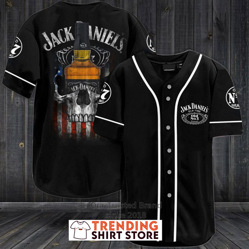 Jack Daniels Baseball Jersey American Flag Whiskey Skull Jack Daniels Baseball Jersey American Flag Whiskey Skull
