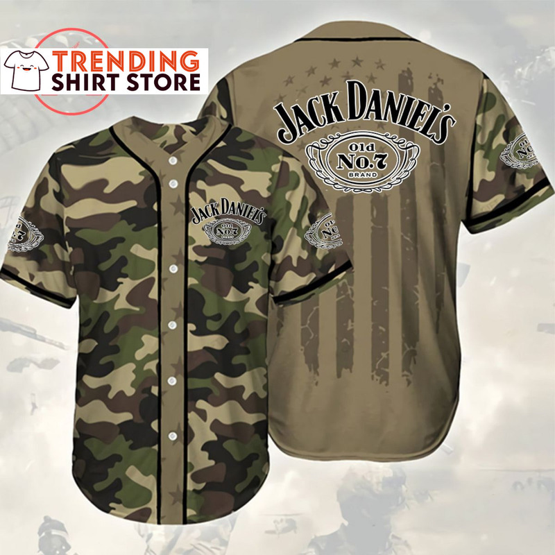 Jack Daniels Baseball Jersey Brown And Green Classic Camouflage Jack Daniels Baseball Jersey Brown And Green Classic Camouflage
