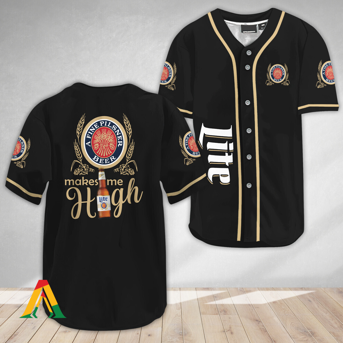 Miller Lite Baseball Jersey Makes Me High A Fine Pilsner Beer Miller Lite Baseball Jersey Makes Me High A Fine Pilsner Beer