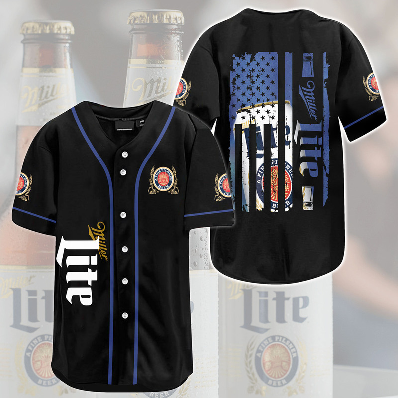 Black Miller Lite Baseball Jersey Flag Black Miller Lite Baseball Jersey Flag
