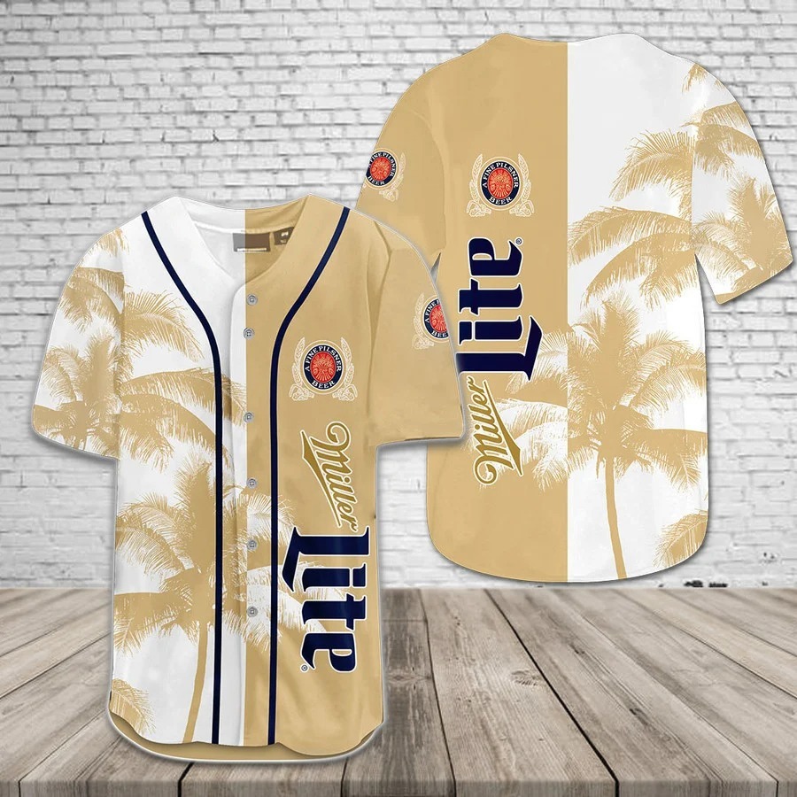 Miller Lite Baseball Jersey Tropical Coconut Trees